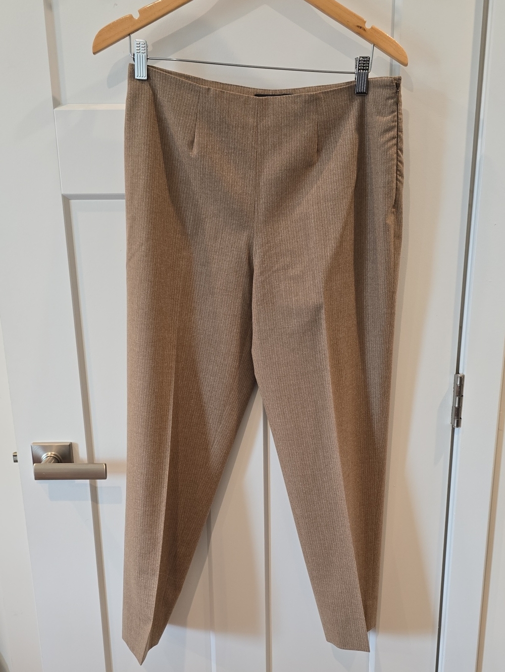 Piazza Sempione Women's Tailored Dress Pants - Beige With Subtle Stripes